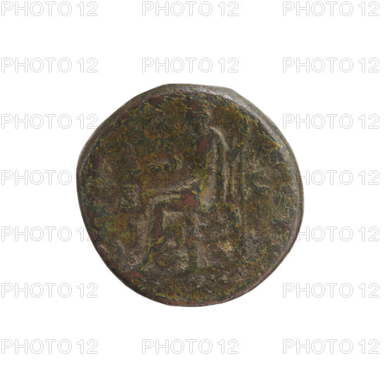Bust of Faustina II in drapery facing right, inscription 'FAVSTINA·AVGVS' all around; reverse: Venus seated left, holding Victoria in her right hand and a scepter in her left, inscriptions 'VEN...' and 'ELIX' all around in SC fields. Obverse legend names Faustina the Younger (ca. 130–176; Roman empress 161–176); issuer Marcus Aurelius (121–180; Roman emperor 161–180). Iconography: Venus, Roman deities, Victoria (attribute), scepters. Date: 161–176, Rome, Roman Empire. Coin; diameter 23.0–24.0 mm; weight 11.40 g; axis 195°.