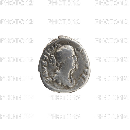 Denarius of Marcus Aurelius (121–180), issuer; featuring Faustina the Younger (c.130–176), Roman empress; obverse: bust of Faustina II in drapery facing right, inscription FAVSTINA·AVVSTA; reverse: Diana standing left, holding a lit torch in both hands, inscription DIANA; iconography includes Roman deities and torches; dated to reign of Marcus Aurelius (161–176); Roman Empire, Rome; coin: diameter 16.0–18.0 mm, weight 2.80 g, axis 165°.