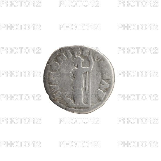 Denarius depicting bust of Faustina II in drapery facing right, inscribed FAV, INA AVG, STA; reverse: Juno veiled standing left holding a patera in her right hand and a long scepter in her left, a peacock at her feet, inscribed IVNONI REGINAE; issuer Marcus Aurelius; iconography includes Juno, peacocks, scepters, paterae; date ca. 161–176 CE; Roman Empire, Rome; coin (denarius), diameter 17.0–18.0 mm, weight 2.80 g, axis 180°.