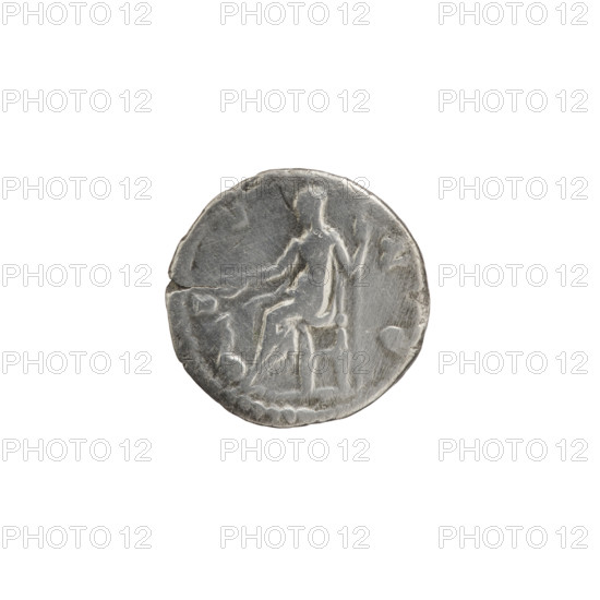 Denarius of Faustina the Younger (ca. 130–176), Roman empress 161–176; issuer Marcus Aurelius (121–180), Roman emperor 161–180. Obverse: bust of Faustina II in drapery facing right, legend 'FAVSTINA · AVGVSTA' around. Reverse: Juno veiled, seated facing left, holding a patera in her right hand and a scepter in her left, a peacock at her feet on the left; legend 'I V N O' circumferential. Iconography: Juno, peacocks, scepters, paterae; Faustina II iconography. Date: 161–176. Roman Empire (27 BC–476), Rome. Coin: diameter 17.0–17.5 mm, weight 2.90 g, axis 15°.