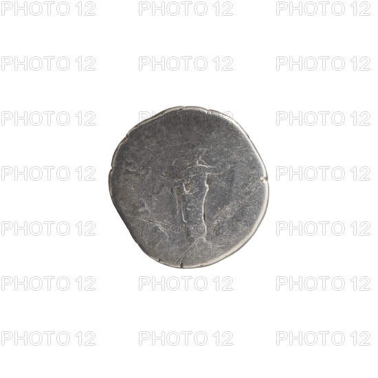 Denarius of Faustina the Younger (ca. 130–176), Roman empress (161–176); Marcus Aurelius (121–180), Roman emperor (161–180) as issuer. Obverse: Bust of Faustina II in drapery facing right, legend FAVSTINA · AVGVSTA. Reverse: Laetitia standing left, holding a wreath in her right hand and a scepter in her left, legend LAET · I · A. Date ca. 161–176, Roman Empire (27 BC–476), Rome. Coin; diameter 17.0 mm, weight 2.70 g, axis 180°.