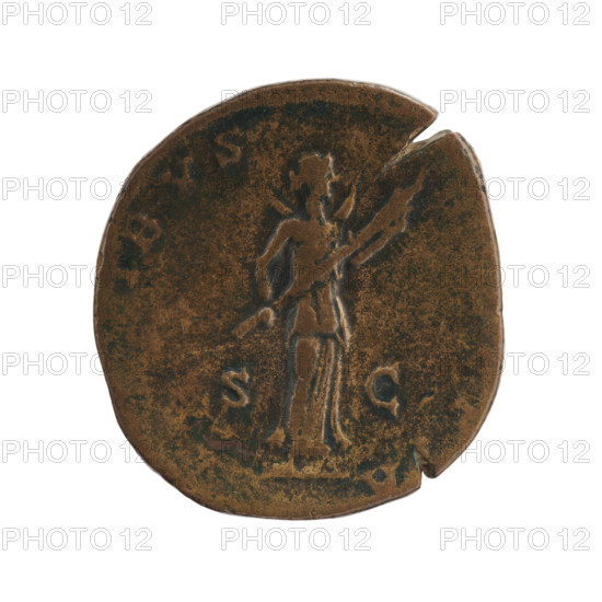Sestertius, Marcus Aurelius (121–180; Roman emperor 161–180) (issuer). Obverse: Bust of Faustina II in drapery facing right, inscription DIVA FAVSTINA. Reverse: Diana in a long robe with a crescent on her shoulders, standing with head turned right, holding a burning torch in both hands, inscriptions around. After 176, Rome, Roman Empire (27 BC–476). Coin; diameter 27.0–29.0 mm, weight 19.80 g, axis 0°.