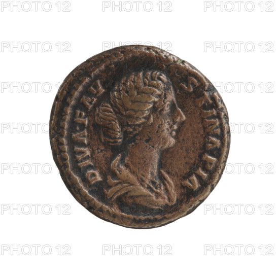 Dupondius/as, Faustina the Younger (ca. 130–176; Roman empress 161–176) (posthumous), Marcus Aurelius (121–180; Roman emperor 161–180) (issuer). Bust of Faustina II in drapery facing right, legend DIVA FAV–STINA PIA around; reverse: moon and seven stars, no surrounding legend, in the SC section. After 176, Roman Empire (27 BC–476), Rome. Coin: diameter 26.5–27.0 mm, weight 12.80 g, axis 180°.