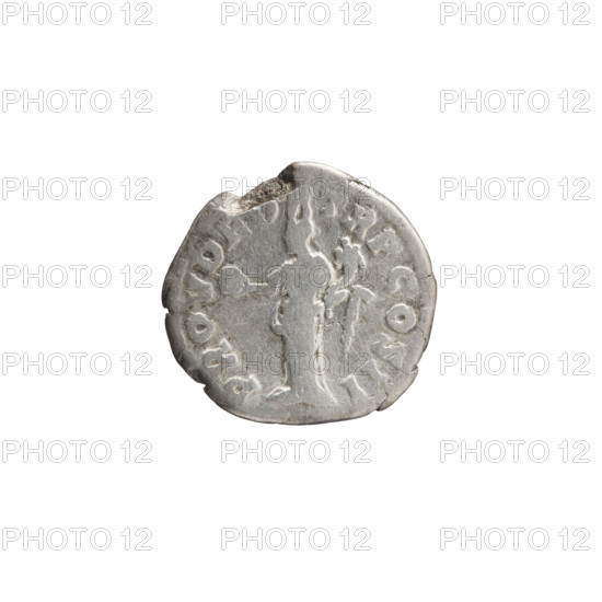 Denarius of Lucius Verus (130–169; Roman emperor 161–169). Obverse: Head of Lucius Verus uncovered to the right, legend 'IMP L AVREL VERVS AVG'. Reverse: Providentia standing left, holding a globe in her outstretched right hand and a cornucopia in her left, legend 'PROV DE, TR P COS II'. Date: 161. Roman Empire (27 BC–476), Rome. Coin; weight 2.35 g; diameters 17.0–18.0 mm; axis 180°.