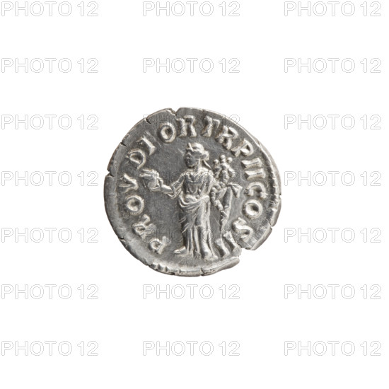 Denarius of Lucius Verus (130–169; Roman emperor 161–169). Obverse: head of Lucius Verus uncovered to the right, inscription 'IMP L AVREL VERVS AVG'. Reverse: Providentia standing left, holding a globe in her outstretched right hand and a cornucopia in her left, inscription 'PROV DEOR TR P II COS II'. Date: 161–162. Roman Empire (27 BC–476), Rome. Coin; diameter 17.0–17.5 mm; weight 2.80 g.