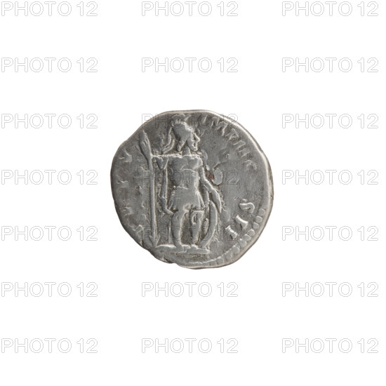 Denarius of Lucius Verus (130–169; Roman emperor 161–169). Obverse: Head of Lucius Verus bare, right, legend 'L VERVS AVG - ARMENIA' all around. Reverse: Mars standing right, holding a spear in his right hand and resting his left on a round shield standing on the ground, legend 'TR PV - IMP II C, S II' all around. Date: 164–165. Roman Empire (27 BC–476), Rome. Coin; diameter 16.0–16.5 mm, weight 3.05 g, axis 0°.