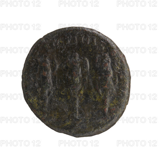 Lucius Verus (130–169; Roman emperor 161–169). Obverse: Head of Lucius Verus in laurel wreath facing right, inscription VERVS AVG, M PAR around. Reverse: Three trophies consisting of armor and shields, inscription IMP IIII CO around, in fields -C. Date: 166–167. Roman Empire (27 BC–476), Rome. Coin; diameter 24.0 mm; weight 10.25 g; axis 0°.