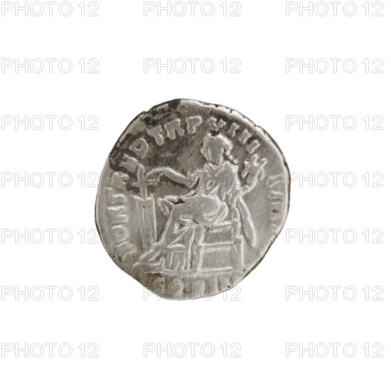 Denarius of Lucius Verus (130–169; Roman emperor 161–169). Obverse: Head of Lucius Verus in laurel wreath to the right, legend 'L VERVS AVG ARM - PARTH MAX'. Reverse: Fortuna seated left, holding a rudder in the right hand and a cornucopia in the left, legend 'FORT RED TR P VIII - IMP'. Issue dated COS III, 168. Roman Empire (27 BC–476), Rome. Coin; diameter 16.5–17.5 mm, weight 3.32 g, axis 180°. Subjects: Lucius Verus; personifications (Fortuna); cornucopia; rudder. Style/medium: silver coin (denarius).