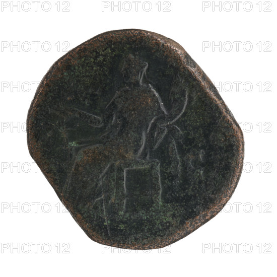 Sestertius of Lucius Verus (130–169; Roman emperor 161–169). Obverse: Head of Lucius Verus in laurel wreath facing right, inscription VS AVG ARM - PAR around. Reverse: Aequitas seated left, holding scales in his right hand and a cornucopia in his left, inscription all around, mint mark in fields -C. Date: 168–169. Roman Empire (27 BC–476), Rome. Coin: diameter 24.5–27.5 mm, weight 20.20 g, axis 0 degrees.