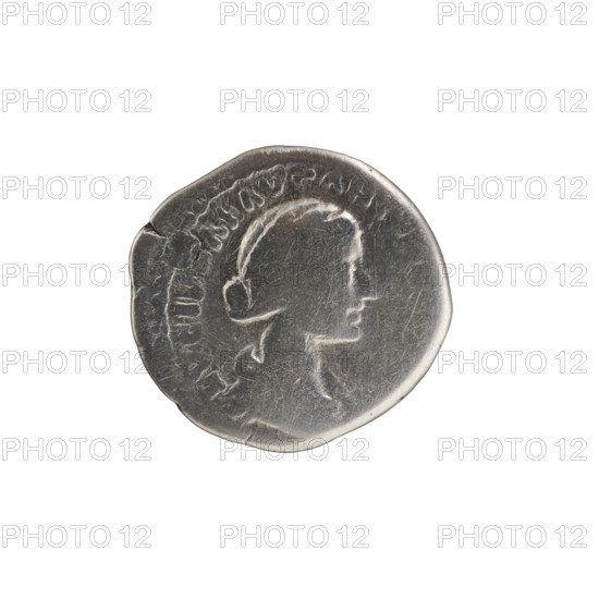 Denarius of Lucius Verus (130–169; Roman emperor 161–169), issued for Lucilla (149–182; Roman empress 164–169). Obverse: Bust of Lucilla in drapery to the right, legend LVCILLAE AVG ANTON. Reverse: Concordia seated on a throne to the left, holding a patera in her right hand and resting her left hand on the figure of Spes, under a cornucopia seat, legend CON·ORD. Iconography: Lucilla; personifications Concordia and Spes; pateras; cornucopias. Date: 164–169 CE, Roman Empire, Rome. Coin: silver denarius, diameter 17.0–18.5 mm, weight 2.25 g, axis 180°.