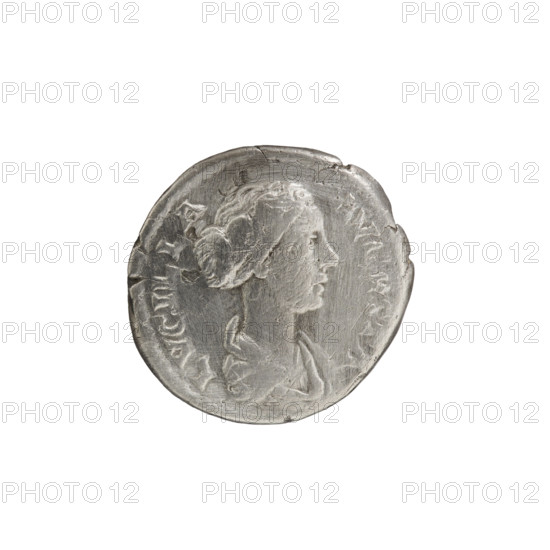Denarius, Lucilla (149–182; Roman empress 164–169), issuer: Lucius Verus (130–169; Roman emperor 161–169). Obverse: Bust of Lucilla in drapery facing right, inscription LVCILLA · AVGVSTA. Reverse: Venus standing left, holding Victoria in her outstretched right hand and a shield in her left, shield standing on the ground, inscription VENVS · VICTRIX. Date: 164–169 CE, Rome, Roman Empire. Coin; diameter 17.5 mm, weight 2.80 g, axis 180°.