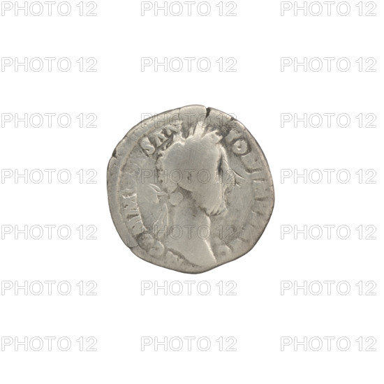 Denarius of Commodus (161–192 CE). Obverse: head of Commodus in a laurel wreath facing right, legend M COMMVS ANTONINVS AVG. Reverse: Liberalitas standing left, holding an abacus in his right hand and a cornucopia in his left, legend LIB IIII TR IMP IIII COS III PP. Rome, 181 CE. Silver coin; diameter 17.0 mm, weight 2.60 g, axis 165°.