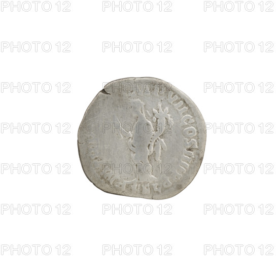 Denarius of Commodus (reign 177–192 CE). Obverse: head of Commodus wearing a laurel wreath, facing right; inscription COMM AN - AVG P BRIT. Reverse: Felicitas standing left, holding a caduceus in her right hand and a cornucopia in her left; inscription PM TR P - IMP VII COS IIII PP; exergue/field inscription FEL, dated 184–185 CE. Roman Empire, Rome. Coin; diameter 17.5–18.5 mm, weight 2.60 g, axis 195°.