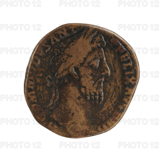 Sestertius, Commodus (161–192; Roman emperor 177–192). Obverse: Head of Commodus in a laurel wreath facing right, legend M COMMODVS ANT - P FELIX AVG BRIT around. Reverse: Emperor in a toga seated on a curule chair left, holding a globe in his right hand and a scroll in his left; Victoria flies behind his head with a wreath, legend RP XI around, in SC fields. Iconography: Roman deities (Victoria), globes, scrolls, curule chairs; portrait and imperial titulature of Commodus. Roman Empire (27 BC–476), Rome. Coin (sestertius); diameter ~27–28 mm, weight 21.40 g, axis 0°.