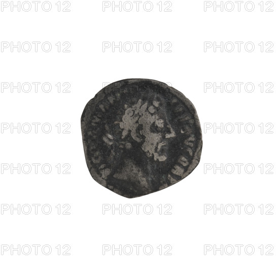Denarius, Commodus (reigned 177–192). Obverse: Head of Commodus in laurel wreath facing right, inscription M COMM ANT P - FEL AVG BRIT. Reverse: Felicitas standing left, holding a long scepter in her left hand and a caduceus in her right, inscription PM TR P XII IMP III COS V PP. Date: 186–187. Roman Empire (27 BC–476). Rome. Coin. Diameter 17.0–18.0 mm; weight 2.40 g; axis 180°.