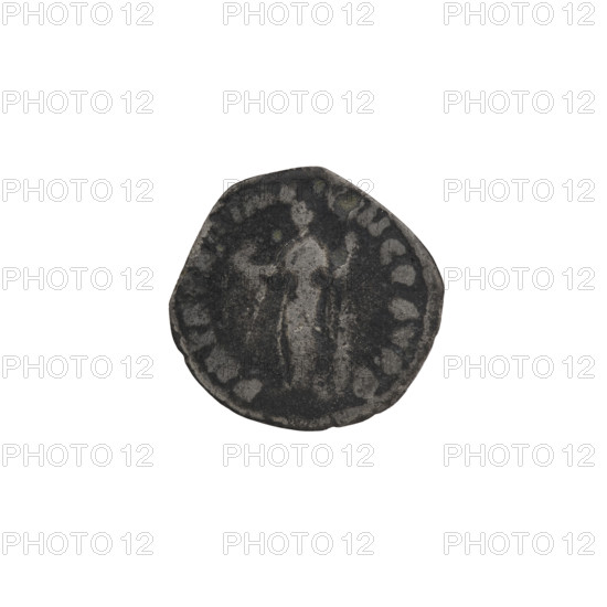 Denarius of Commodus (161–192; Roman emperor 177–192). Obverse: Head of Commodus in laurel wreath facing right, legend M COMM ANT P - FEL AVG BRIT. Reverse: Felicitas standing left, holding a long scepter in her left hand and a caduceus in her right, legend PM TR P XII IMP, III COS V PP. Date: 186–187. Roman Empire (27 BC–476), Rome. Coin; diameter 17.0–18.0 mm, weight 2.40 g, axis 180°.