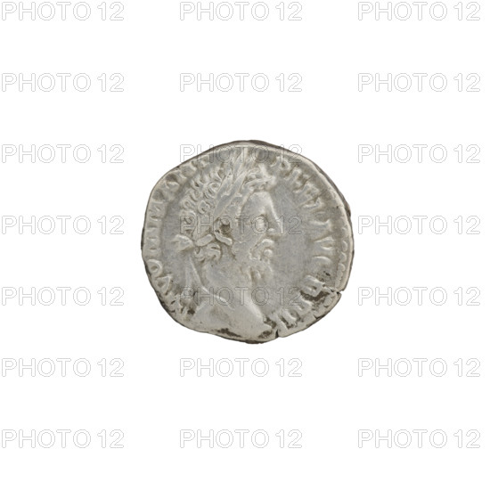 Denarius of Commodus (reigned 177–192 CE), 186–187 CE. Obverse: Head of Commodus in a laurel wreath facing right, inscription M COMM ANT - P FEL AVG BRIT. Reverse: Hilaritas (personification) standing left, holding a short branch in her outstretched right hand and a long palm branch in her left, inscription HILAR AVG PM TR P XII IMP VIII COS V PP. Roman Empire; Rome. Silver coin; diameter 16.5–17.5 mm, weight 3.21 g, axis 0°.