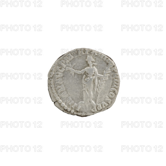 Denarius of Commodus (reigned 177–192 AD), c. 186–187. Obverse: Head of Commodus in a laurel wreath facing right, legend M·COMM·ANT·P·FEL·AVG·BRIT. Reverse: Hilaritas standing left; in his outstretched right hand a short branch, in left a long palm branch, legend HILAR·AVG·PM·TR·P·XII·IMP·VIII·COS·V·PP. Roman Imperial silver coin. Diameter c. 16.5–17.5 mm, weight 3.21 g, axis 0°.