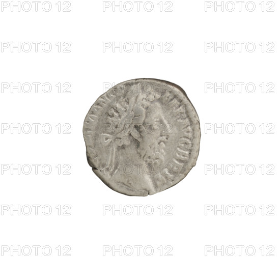 Denarius of Commodus (reign 177–192 CE). Obverse: Head of Commodus in a laurel wreath facing right, inscription M COMM ANT P - FEL AVG BRIT (around). Reverse: Nobilitas standing right, holding a long scepter in his right hand and a statuette in his left, inscription NOBILIT AVG PM TR P XII IMP VIII COS V PP (around). Date: 186–187 CE. Roman Empire. Material: coin; diameter 17.0 mm; weight 3.10 g; axis 0°.