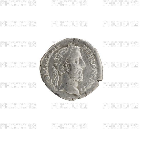 Denarius, Commodus (161–192), issuer: Commodus; obverse: head of Commodus in laurel wreath facing right, inscription M COMM ANT - P FEL AVG BRIT; reverse: Pax seated left holding a twig in right hand and a long scepter in left, inscription PACI AET - ERNAE; iconography: scepters, twigs, Pax (personification); date: c. 186–189; place: Rome, Roman Empire; coin; diameter 17.5 mm; weight 2.95 g; axis 0°.