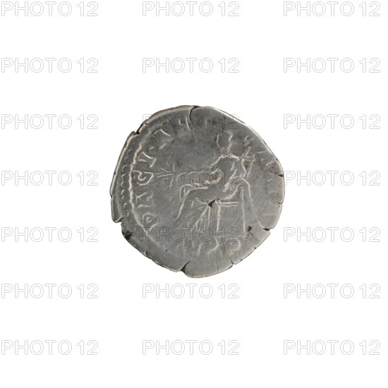 Denarius, Commodus (161–192), aw: Head of Commodus in laurel wreath facing right; legend M COMM ANT P FEL AVG BRIT; rw: Pax seated left, holding a twig in right hand and a long scepter in left; legend PACI AET ERNAE. Episode CV PP, 186–189; Roman Empire (27 BC–476); Rome. Coin: dia. 17.5 mm, weight 2.95 g, axis 0°.