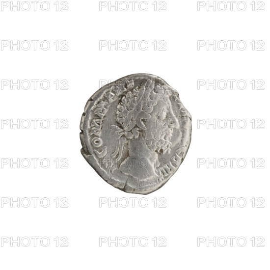 Denarius of Commodus (161–192 CE), issuer Commodus (Roman emperor 177–192). Obverse: head of Commodus in a laurel wreath to the right, legend M COMM ANT - G BRIT. Reverse: Pax seated left, holding a branch in his right hand and a long scepter in his left, legend AET - ERNAE. CV PP episode, dated 186–189. Roman Empire (27 BC–476). Coin: diameter 16.0–17.5 mm, weight 2.75 g, axis 0°.