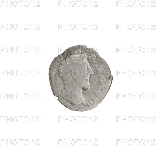 Denarius, Commodus (161–192; Roman emperor 177–192), issuer: Commodus. Obverse: Head of Commodus in a laurel wreath to the right, inscription 'ANT - P FEL AVG BRIT' around. Reverse: Salus seated left, in his right hand holding a patera from which he feeds a snake coiled around the altar, with inscriptions 'PM TR P XIII IMP -, VIII CO' around. Iconography: personifications, snakes, Salus, paterae, altars. Date: 187–188. Roman Empire (27 BC–476), Rome. Coin; diameter 16.0–16.5 mm, weight 1.95 g, axis 0°.