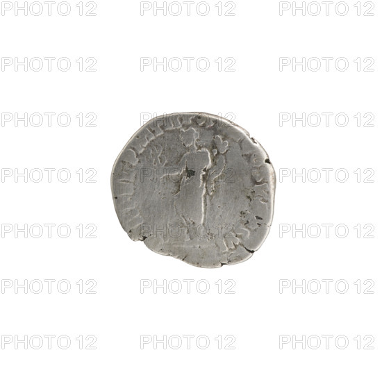 Denarius of Commodus (161–192; Roman emperor 177–192). Obverse: Head of Commodus in laurel wreath facing right, legend 'M•COMM•ANT•P - L•AVG•BRIT•PP'. Reverse: Fortuna standing left with her foot on the prow of a ship, holding a caduceus in her right hand and a cornucopia in her left, legend 'FOR•FEL•PM•TRP•XIIII•COS•V•DES•VI'. Subject elements: Roman deities (Fortuna), caducei, ships, cornucopias; iconography of Commodus. Date: 189. Culture: Roman Empire (27 BC–476). Material: coin. Diameter: 16.5–17.5 mm. Weight: 2.80 g. Axis: 30°.