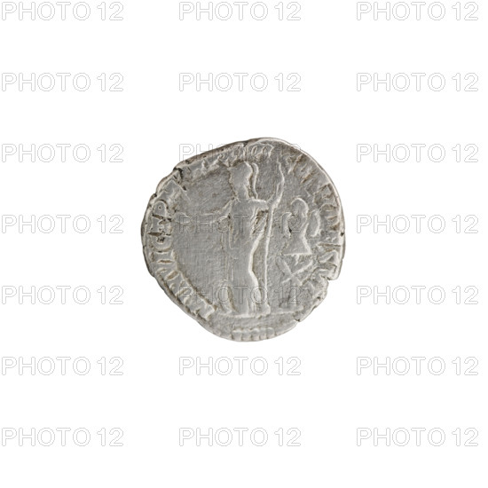 Denarius of Commodus (161–192; Roman emperor 177–192). Obverse: Head of Commodus in a laurel wreath facing right, inscribed 'M COMM ANT PF – EL AVG BRIT PP'. Reverse: Minerva standing left, holding Victoria in her right hand and a spear in her left, a round shield at left and a trophy at right, inscribed 'MIN VICT PM' and 'RP XIIII – COS V DES VI'. Roman Empire (27 BC–476), Rome. Coin; diameter 16.5 mm; weight 2.50 g; axis 0°.