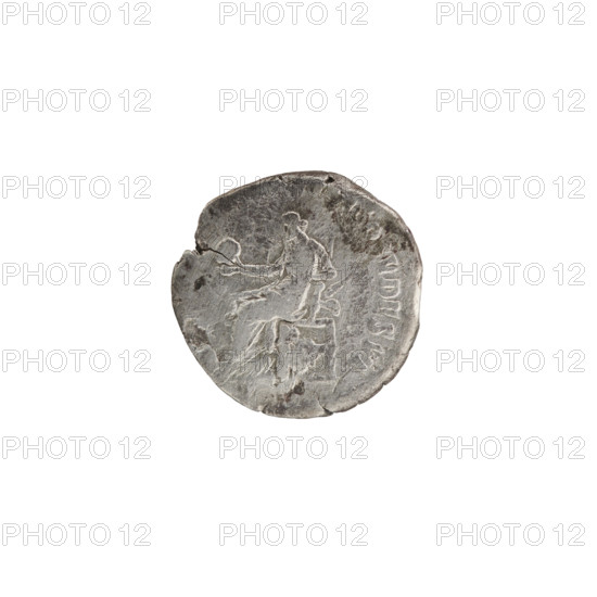 denarius, Commodus (161–192; Roman emperor 177–192), issuer Commodus — obverse: head of Commodus in laurel wreath to the right, inscription M COMM ANT P FE L AVG BRIT PP; reverse: Securitas (personification) sitting on a throne to the left, holding a globe in his outstretched right hand, inscription COS V DES VI; date: 189; place: Rome, Roman Empire; medium: silver coin; diameter 16.5 mm; weight 2.27 g; axis 15 degrees.
