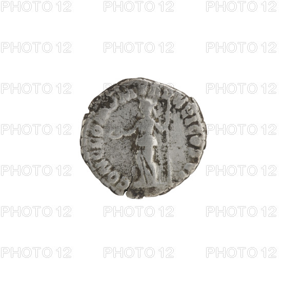 Denarius. Obverse: Head of Commodus in laurel wreath facing right; legend 'M COMM ANT, FEL - AVG BRIT PP'. Reverse: Concordia standing left, holding a patera in her right hand and a long sceptre in her left; legend 'CONC COM PM TR P XVI COS VI'. Issuer: Commodus (Roman emperor 177–192). Date: 190–191. Place: Rome, Roman Empire. Type: coin. Material: silver. Diameter: 17.0–17.5 mm. Weight: 2.45 g. Axis: 0°.