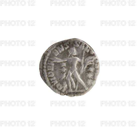 Denarius of Commodus (reigned 177–192). Obverse: Head of Commodus in a laurel wreath facing right, legend AEL AVREL CO - MM AVG. Reverse: Jupiter, draped only in a flowing cloak, walking left, head turned right, holding a thunderbolt in his outstretched right hand and a long scepter in his left; four stars in the left field, three in the right; legend IOVI DEF - ENS SALV. Date: 191–192. Roman Empire; Rome. Coin; diameter 17.0–17.5 mm; weight 2.35 g; axis 15°.