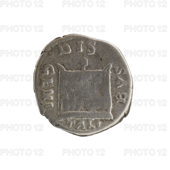 Denarius, Crispina (164–192?, Roman empress 178–192) and Commodus (161–192, Roman emperor 177–192) — issuer: Commodus. Draped bust of Crispina facing right, inscription CRISPINA AVG around; reverse: rectangular altar with flame, inscription DIS · GENI · TALI · BVS around. Date: 178–183. Roman Empire (27 BC–476). Rome. Coin. Diameter 16.5–17.0 mm, weight 3.00 g, axis 0°.