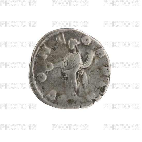 Denarius, Crispina (Roman empress, 164–192?), issue dated 178–183. Obverse: draped bust of Crispina facing right, inscription 'CRISPINA - AVGVSTA'. Reverse: Concordia standing left, holding a patera in her right hand and a cornucopia in her left, inscription 'CO - NC - O - RDIA'. Roman Empire (27 BC–476), Rome. Coin: diameter 16.5–17.0 mm, weight 2.80 g, axis 0°.