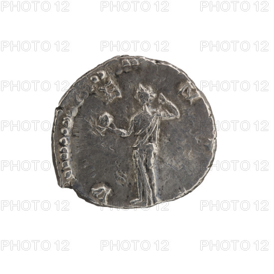 Denarius of Crispina (164–192?, Roman empress 178–192) issued under Commodus (161–192, Roman emperor 177–192). Obverse: draped bust of Crispina facing right, legend 'CRISPINA AVGVSTA'. Reverse: Venus stands, head turned left, holding an apple in her extended right hand and adjusting her robe on her shoulder with her left; legend 'V E N' around. Date: 178–183. Roman Empire (27 BC–476), Rome. Coin: diameter 16.5–17.0 mm, weight 2.85 g, axis 345°.