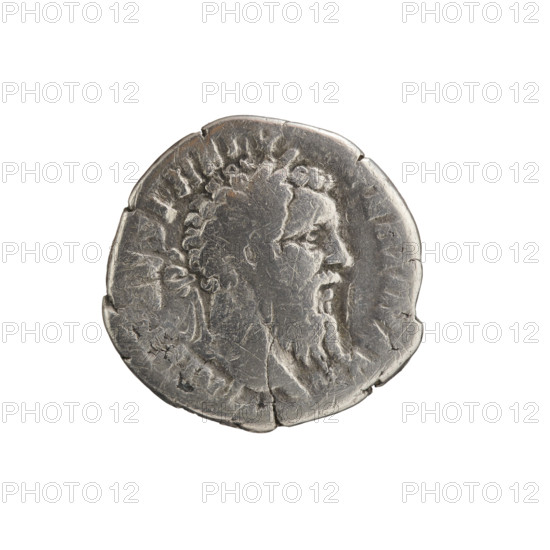 Denarius of Pertinax (emperor 126–193), 193 CE. Obverse: head of Pertinax in laurel wreath facing right; inscription IMP CAES P HELV - PERTIN AV. Reverse: Aequitas standing left, holding scales in right hand and a cornucopia in left; inscription A, RP COS II. Roman Empire; Rome. Coin; diameter 17.0 mm; weight 2.95 g; axis 0°.