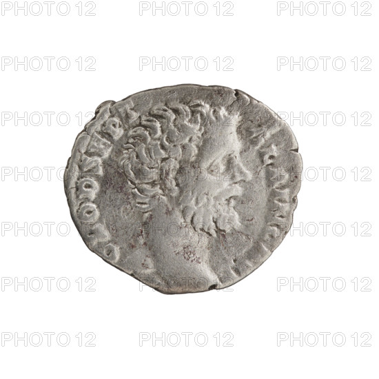 Denarius, Septimius Severus (146–211; Roman emperor 193–211), issuer Clodius Albinus (c.150–197; Roman usurper/emperor 193–197), caesar 193–195. Obverse: Head of Clodius Albinus without a cap to the right, inscription CLOD SEPT – ALBIN CAES. Reverse: Minerva standing frontally, head turned left, holding a branch in her right hand, left hand resting on a shield on the ground, a spear on her left shoulder, inscription ER PA – CIF COS II. Date: 194–195. Roman Empire, Rome. Coin; diameter 16.0–18.5 mm, weight 2.56 g, axis 0°.