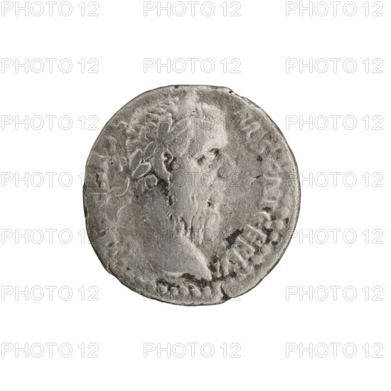 Denarius of Pescennius Niger (ca. 135–194; Roman emperor 193–194). Obverse: Head of Pescennius Niger in laurel wreath facing right, inscribed 'MP C, ES C - PESC NIGER IV' all around. Reverse: Fortuna standing left, holding a rudder in her right hand and a horn of plenty in her left, inscribed 'FORTVN - A - E RED' all around. Date: 193–194. Mint: Antioch on the Orontes, Roman Empire. Coin: diameter 16.0–16.5 mm, weight 2.75 g, axis 0°.
