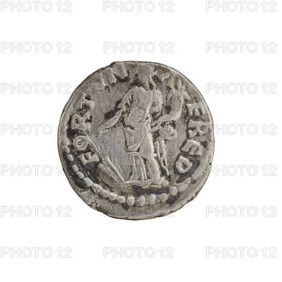 Denarius of Pescennius Niger (ca. 135–194; Roman emperor 193–194). Obverse: Head of Pescennius Niger in laurel wreath facing right, inscription MP C, ES C - PESC NIGER IV. Reverse: Fortuna standing left, holding a rudder in her right hand and a horn of plenty in her left, inscription FORTVN - A - E RED. Date: 193–194. Mint: Antioch on the Orontes, Roman Empire. Coin; diameter 16.0–16.5 mm, weight 2.75 g, axis 0°.