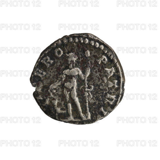 Denarius, Septimius Severus (146–211; Roman emperor 193–211), issuer: Septimius Severus. Obverse: Head of Septimius Severus in a laurel wreath facing right, inscription L SEPT SEV PE RT AVG. Reverse: Naked Liber standing left, holding a jug in his right hand and a thyrsus in his left, a panther sitting at his left feet, inscription LI, ERO PATRI. Date: 194. Place: Rome, Roman Empire (27 BC–476). Coin: diameter 17.0–17.5 mm, weight 2.80 g, axis 0°.