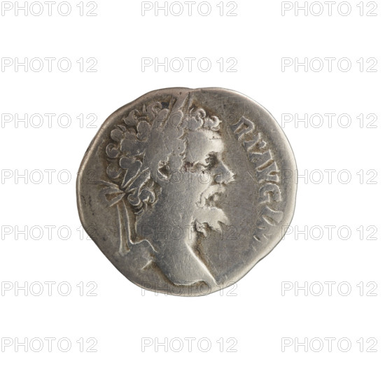 Denarius, Roman deities; Liber (mythology); animals; panthers; Septimius Severus (Roman emperor; 146–211) — iconography; thyrsi. Obv.: RTAVGIMP, head of Septimius Severus with a laurel wreath facing right, pearl rim. Rev.: LIBERO PATRI, naked Liber stands facing left, holding a patera in his right hand and a thyrsus in his left, a panther at his feet on his left. Date: 194–198 CE. Roman Empire (27 BC–476). Rome. Coin. Diameter: 16.0–17.0 mm. Weight: 2.80 g.