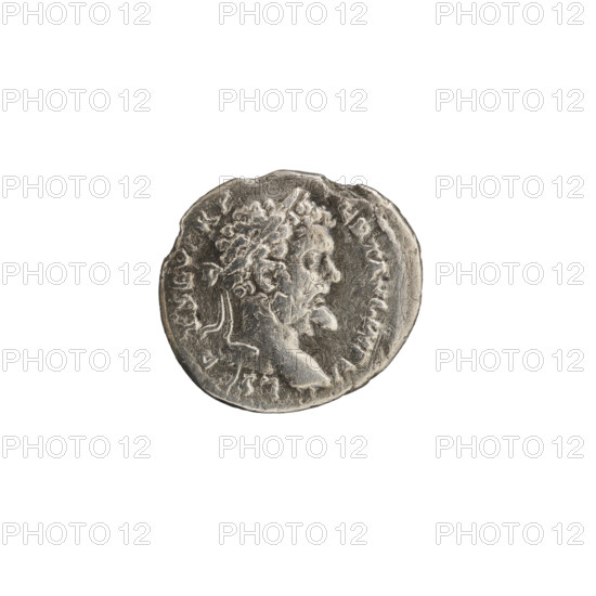 Denarius, Roman Empire, Septimius Severus (Roman emperor; 146–211) — iconography: Fortuna (personification) standing. Obverse: L·SEP·T·SEVERP·ERTAVGIMPV Head of Septimius Severus with laurel wreath facing right, pearl border. Reverse: TR·EDVC Fortuna standing facing left, holding a cornucopia in each hand, pearl border. Laodicea ad Mare, Roman Empire (27 BC–476). Coin: diameter 16.0–17.8 mm, weight 2.71 g.