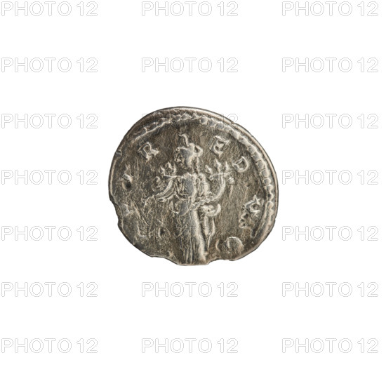 Denarius, Roman Empire, Septimius Severus (Roman emperor; 146–211). Obverse: head of Septimius Severus with laurel wreath facing right, pearl border, inscription L SEP T SEVERP ERTAVGIMPV. Reverse: Fortuna standing facing left, holding a cornucopia in each hand, pearl border, inscription TR P I I? (TR EDVC). Coin, diameter 16.0–17.8 mm, weight 2.71 g, date: Roman Empire (27 BC–476).