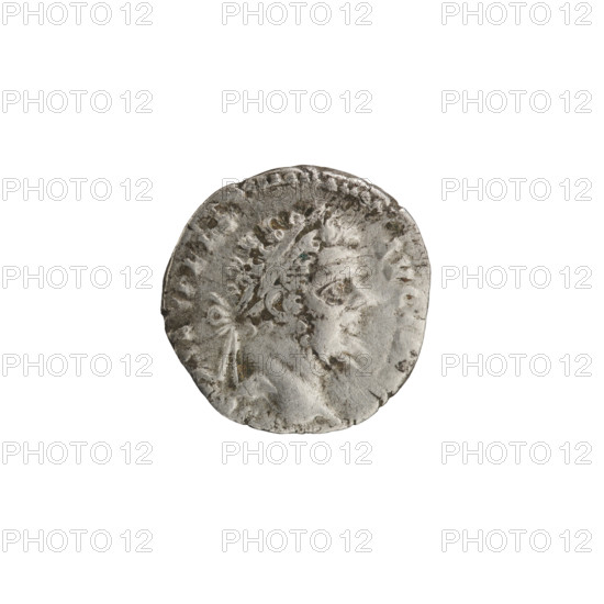 Denarius; Obv.: SEVPERT AVGIMP — Head of Septimius Severus with laurel wreath facing right. Rev.: PMTRPIII C OSIIPP — Naked Mars in helmet and cloak over shoulders strides right, carries a lance in right hand and panoply in left; pearl rim. Roman, dated 194–198 CE. Coin, Rome; diameter ~17.5–18.0 mm; weight 3.00 g.