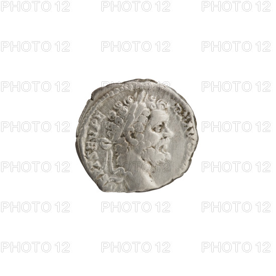 Denarius, Roman deities — Mars; Septimius Severus (Roman emperor, 146–211) — iconography. Obverse: inscription EPTSEVPE RTAVGIMP; head of Septimius Severus with laurel wreath facing right. Reverse: inscription PMTRP C; naked Mars in helmet and cloak over shoulders strides right, carries a lance in right hand and panoply in left; pearl rim. Date: 194–198 CE, Rome, Roman Empire. Coin; diameter 17.5–18.0 mm; weight 3.28 g.