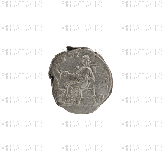 Denarius, Roman Imperial coin (197–198 CE). Obverse: Head of Septimius Severus (emperor, 146–211) with laurel wreath facing right, pearl rim; inscribed LS, AVGIMPX. Reverse: Salus (personification) seated facing left, holding a patera in her outstretched right hand feeding a snake entwined around an altar, pearl rim; inscribed LVTI AVGG. Silver; diameter ~15.0–15.5 mm, weight 3.34 g.