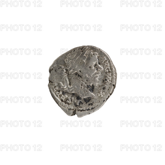 Denarius; Roman deities; palm branches; wreaths; Victoria (mythology); Septimius Severus (Roman emperor, 146–211) — iconography. Obv.: L. SEPT. AVG. IMP. X — Head of Septimius Severus in laurel wreath facing right, pearl border. Rev.: VGG COS II P P? — Victoria running left, holding a wreath in her right hand and a palm in her left, pearl border. Date: 197–198. Roman Empire (27 BC–476). Rome. Coin. Diameter: 16.0–17.0 mm. Weight: 3.00 g.