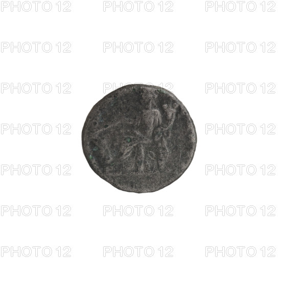 Denarius (unofficial), Septimius Severus (146–211; Roman emperor 193–211), issuer: Septimius Severus; subject: Roman deity Fortuna. Obverse: Head of Septimius Severus in a laurel wreath facing right, inscription L SEPT SEV, VI, all around. Reverse: Fortuna sitting on a throne facing left; in her right hand a rudder resting on a globe, in her left hand a cornucopia; a wheel under the throne; inscription FOR, EDVC, all around. Date: 196–197. Culture: Roman Empire (27 BC–476). Place: Rome. Object type: coin. Measurements: diameter 16.5–17.0 mm, weight 3.25 g, axis 45°.