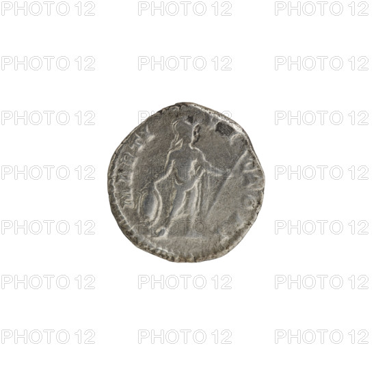 Denarius, Roman deities; Mars; Septimius Severus (Roman emperor, 146–211) — iconography. Obv.: L. SEPT. SEV. AVG. IMP. XI PART. MAX. Head of Septimius Severus in a laurel wreath facing right, pearl rim. Rev.: MARTI VICTORI. Mars standing right, stripped to the waist, resting his right hand on a round shield, holding a spear in his left hand, pearl rim. 198–200 CE, Roman Empire (27 BC–476), Rome. Coin: diameter 17.0 mm, weight 3.01 g.