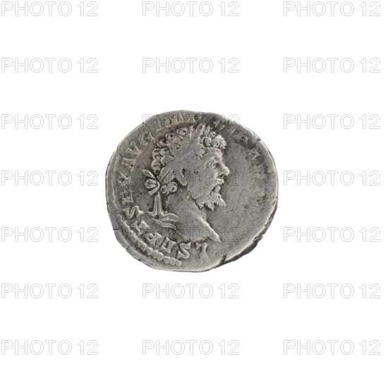 Denarius; obverse: LSEPTSEVAVGIMP XIPARTMAX — Head of Septimius Severus in a laurel wreath facing right, pearl rim. Reverse: VICTORIAE AVG GFEL — Victoria tiptoes left, holding a garland in both hands; at left a round shield on a rectangular pedestal, pearl rim. Date: 198–200 CE. Culture: Roman Empire. Material: coin. Diameter: 18.0–19.0 mm. Weight: 2.58 g.